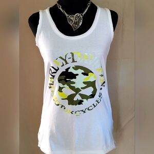 Harley-Davidson White Graphic Sleeveless Tank Top
